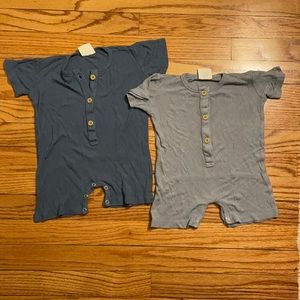 Pair of blue Kate Quinn rompers 12-18 months